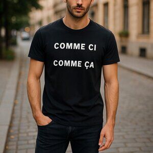FRENCH CONNECTION FCUK Comme Ci Comme Ca Black Graphic Tee L Minimalist Luxe
